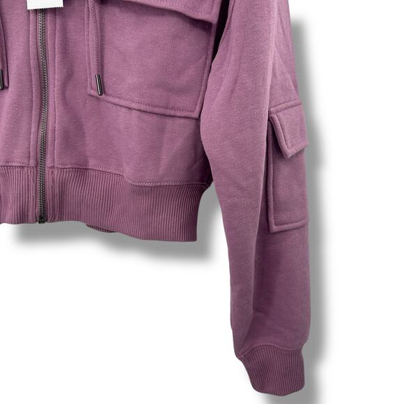 NEW Hippie Rose Cropped Cargo Jacket Small Purple Zip Up Sweatshirt Hoodie - Picture 4 of 7